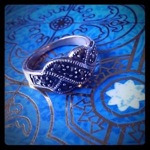 Gothic Sterling silver and marcasite ring size 4